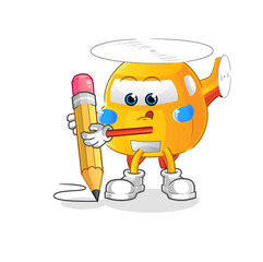 helicopter write with pencil. cartoon mascot vector