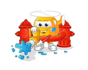 helicopter firefighter vector. cartoon character