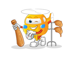 helicopter playing baseball mascot. cartoon vector