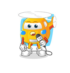 helicopter tv reporter cartoon. cartoon mascot vector