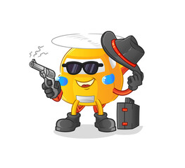 helicopter mafia with gun character. cartoon mascot vector