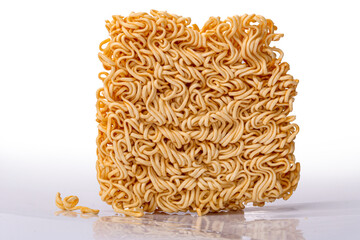 dry noodles, instant noodles on a white background