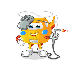 helicopter welder mascot. cartoon vector