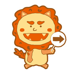シーサー　沖縄　左の矢印札　イラスト素材
