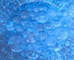 Cosmic abstract background. Abstract molecule sctructure. Water bubble. Colors blue