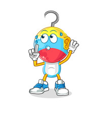 fishing bait head cartoon eavesdropping vector. cartoon character