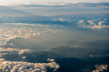 Aerial shot of the east-coast of Japan, from about 35000 ft.