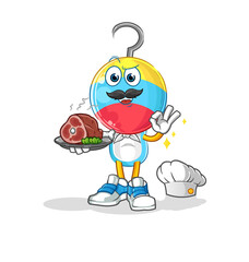 fishing bait head cartoon chef with meat mascot. cartoon vector