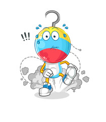 fishing bait head cartoon running illustration. character vector