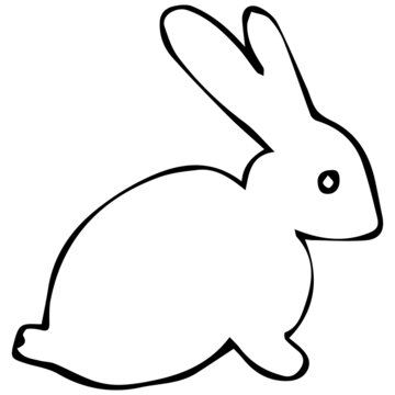 Hare, black and white vector illustration for coloring book. Easter Bunny with a carrot.