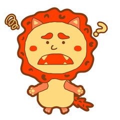 シーサー　沖縄　悩む　イラスト素材