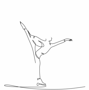 recommend clip art: continuous drawing of winter skates on ice close-up