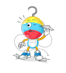 fishing bait head cartoon with paper plane character. cartoon vector