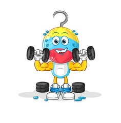 fishing bait head cartoon weight training illustration. character vector