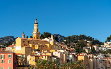 panoramic view of Menton on the French Riviera, Cote D Azur, France