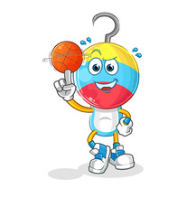fishing bait head cartoon playing basket ball mascot. cartoon vector