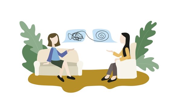 therapy session: two women talking clip art preview