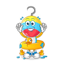 fishing bait head cartoon with duck buoy. cartoon mascot vector