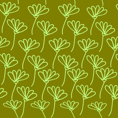 abstract flower seamless pattern hand drawn doodle vector. Floral background for design textile, wrapping paper, kitchen, tablecloth. trendy color 2022.