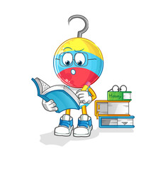 fishing bait head cartoon studying mascot. cartoon vector