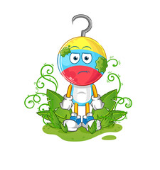 fishing bait head cartoon waiting too long mascot. cartoon vector