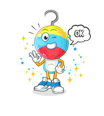 fishing bait head cartoon agree mascot. cartoon vector