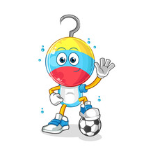 fishing bait head cartoon playing soccer illustration. character vector