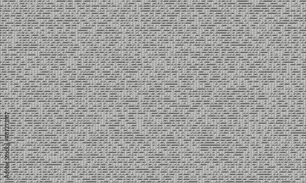 Aufkleber Abstract background with One and Zero digits. Chaos binary illustration.