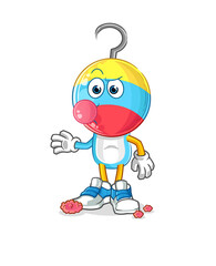 fishing bait head cartoon chewing gum vector. cartoon character