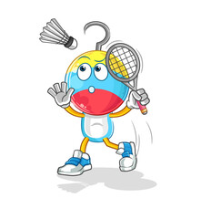 fishing bait head cartoon smash at badminton. cartoon mascot vector