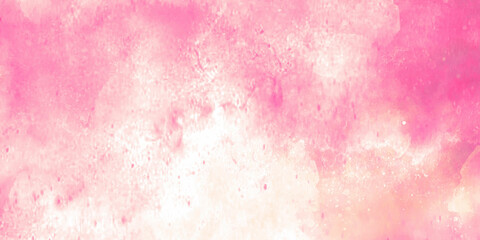 Abstract watercolor background with space Pink color light ink effect shades gradient on textured paper. Soft smeared aquarelle painted magenta watercolor canvas for splash design.