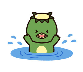 水の中にいるかわいい河童