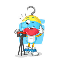 Obraz premium fishing bait head cartoon photographer character. cartoon vector