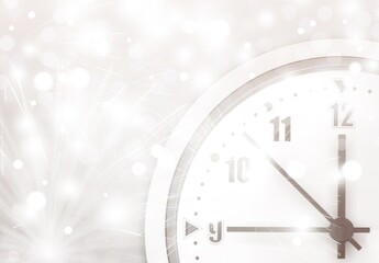 Fototapeta na wymiar Clock on color background. New Year 2022 celebration
