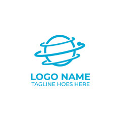 logo template with blue orbital shape