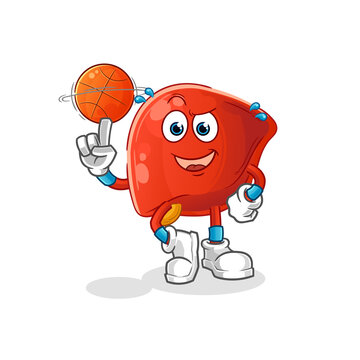 liver playing basket ball mascot. cartoon vector