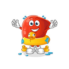 liver with duck buoy cartoon. cartoon mascot vector