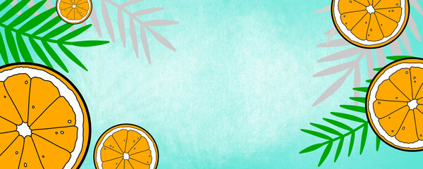 slices of orange and lemon background with summer holiday