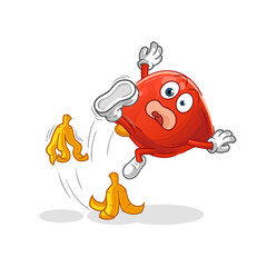 liver slipped on banana. cartoon mascot vector