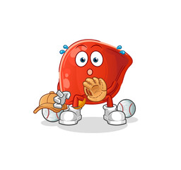 liver baseball Catcher cartoon. cartoon mascot vector