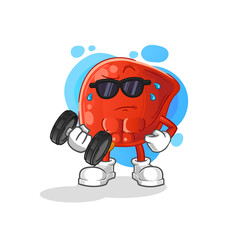 liver lifting dumbbell vector. cartoon character