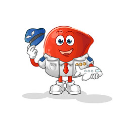 liver pilot mascot. cartoon vector