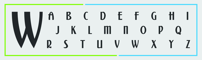 Fototapeta W modern tech minimal luxury abstract alphabet fonts. Typography technology, electronic, digital, future, logo design. Creative letter font. Vector letter illustration obraz