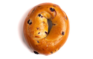 Single Blueberry Bagel on a White Background