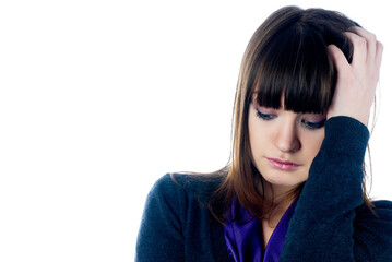 Fototapeta premium Young pretty woman with headache