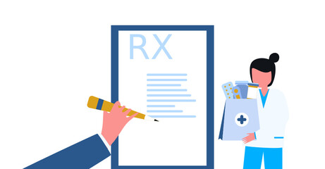 the doctor writes prescription Doctor Pharmacist concept Medicine prescription