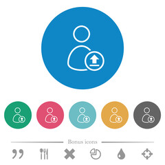 Upload user account flat round icons