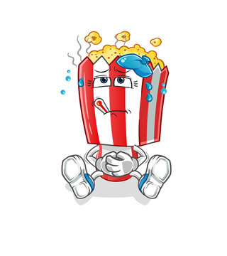 popcorn head cartoon sick vector. cartoon character