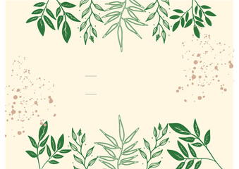 Floral frame borders design background with hand-drawn foliage line art, leaves elements decoration. Vector illustration for wedding invitation, greeting card, certificate and much more 