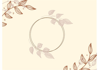 Obraz premium Floral frame borders design background with hand-drawn foliage line art, leaves elements decoration. Vector illustration for wedding invitation, greeting card, certificate and much more 